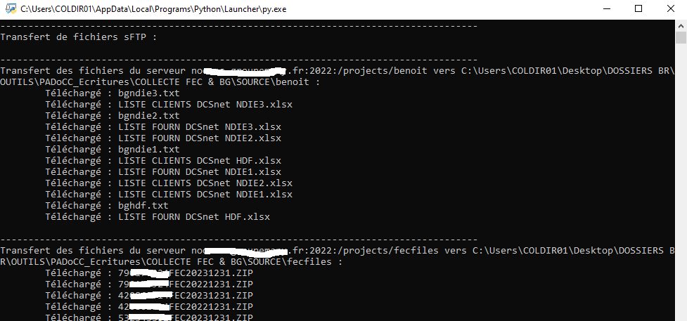 Exécution Connexion sFTP.py