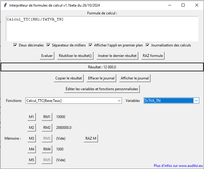 Interpréteur formules v1.1