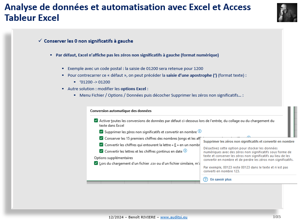 Excel 0 non significatifs