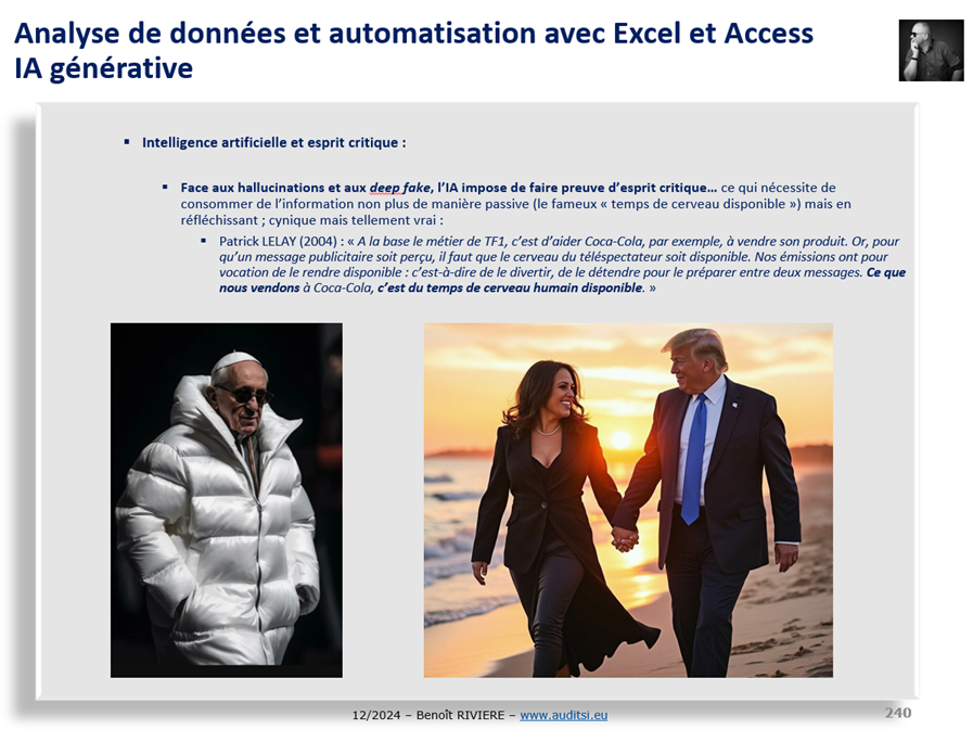 Le pape en défilé de mode, D. Trump et K. Harris main dans la main au soleil couchant... des images toutes fake qui ont fait le tour du monde (extrait Formation automatisation)